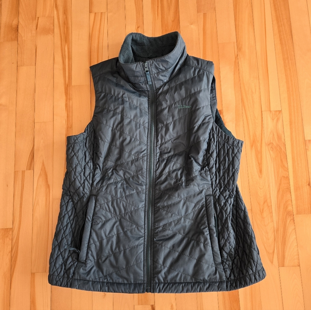 L.L. Bean Green Teal Quilted Vest Size XL Primaloft Spring